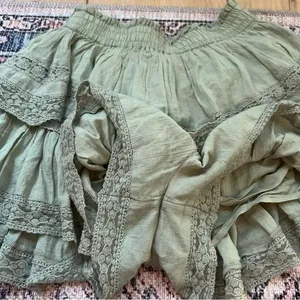 American Eagle Green Ruffle Tiered Boho Skort Size XS thumbnail 3