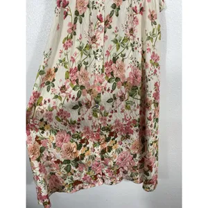 Figueroa & Flower Boho Shirt Dress Medium Beige Floral Cottagecore Retro Prairie thumbnail 5