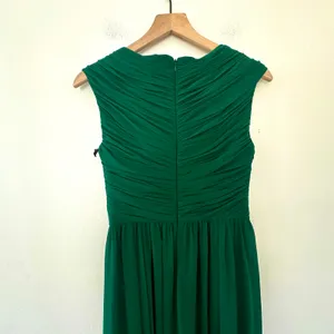 NWT Vera Wang Green Pleated Maxi Dress Gown Size 4 Regency Fairy Wedding FLAWED thumbnail 7