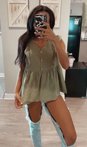 Sage ruffle tank Green thumbnail 4