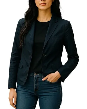 Navy Tuxedo Blazer M Dark Academia Equestrian Preppy Jacket Gold Button Style thumbnail 1