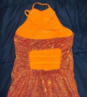 Revolution Rave festival dance bling dress w shorts orange sequin bling size S thumbnail 1