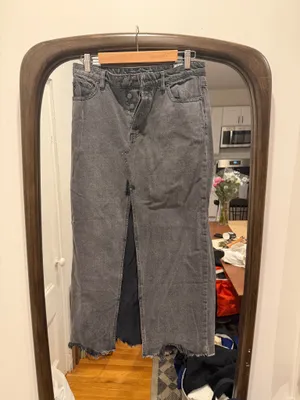 Free People Distressed Denim Skirt thumbnail 2