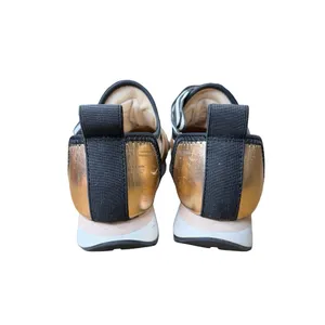 👟✨ Steve‎ Madden Antics Metallic Strap Lace-Up Sneakers Gold Black 7.5 ✨👟 thumbnail 3