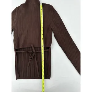 Babaton Aritzia Sweater Sz Xs Sculpt Knit Tie Open Back Ribbed Brown Mockneck​ thumbnail 11