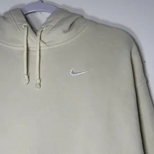 Nike Sportswear Essential Oversized Hoodie Cream Beige Embroidered Swoosh Medium thumbnail 5