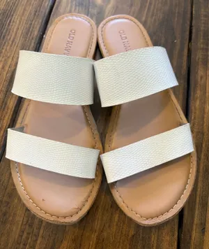 Old Navy Cream Double Strap Slide Sandals thumbnail 1