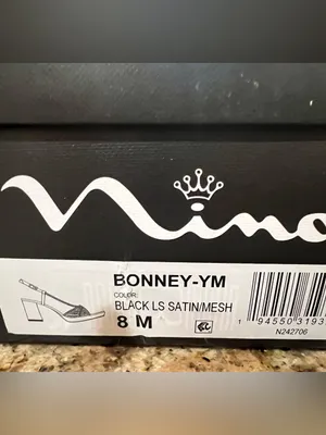 Nina Bonney Rhinestone Mesh Block Heel Sandals Black Size 8M NIB thumbnail 7