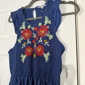 Tanya Taylor And Sage Blue Floral Embroidered Ruffle Sleeveless Maxi Dress Summer thumbnail 8