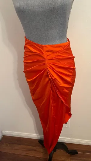 Oh Polly Bright Orange Satin Skirt with a Top thumbnail 1