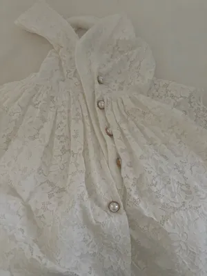 peekskill brand Chic Zimmermann mini dress in cream lace. Features a halter neckline and button details. Ideal for elegant occasions thumbnail 4