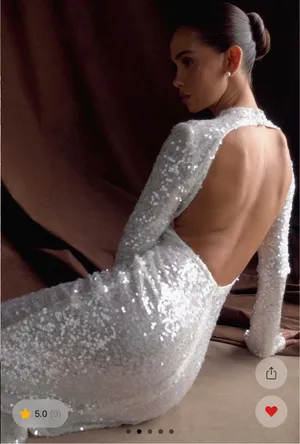 Meshki Sofia Long Sleeve Sequin Maxi Dress - White thumbnail 3