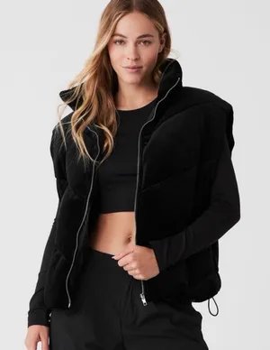 Alo Yoga Ribbed Velour Mountain Side Puffer Vest Small thumbnail 1