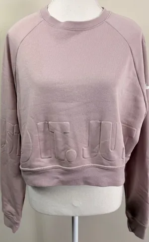 Nike Dri-FIT Just Do It Embossed Cropped Sweatshirt Mauve Lilac Medium thumbnail 1