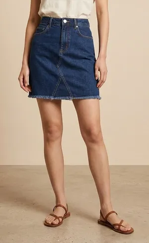 MIAMI | Dark Blue Denim Mini Skirt Sz S thumbnail 1
