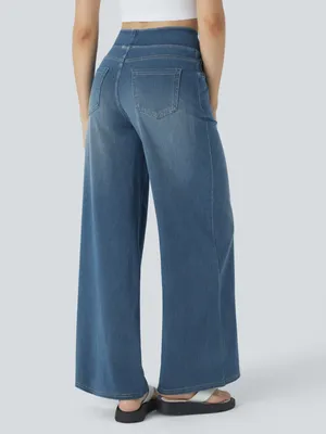 Halara Flex™ High Waisted Pockets Baggy Wide Leg Washed Casual Jeans,Mayan Blue thumbnail 2