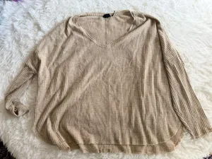 Out From Under Urban Outfitters Waffle Knit V-Neck Long Sleeve Top thumbnail 1