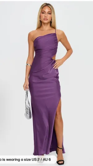 leading role one shoulder maxi dress purple princess polly thumbnail 1