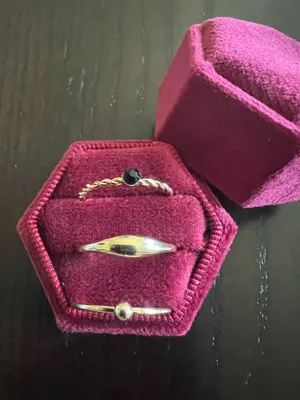 Ladies Gorgeous Golden Stackable Ring Trio Size 7 Gold thumbnail 1