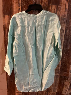 L.L. Bean LINEN Size M Mint Green / turquoise tunic top ( L8) thumbnail 4
