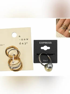 A New Day Express Mixed Metal Pearl Stackable Rings Gold Silver Size 7 cute gift thumbnail 2