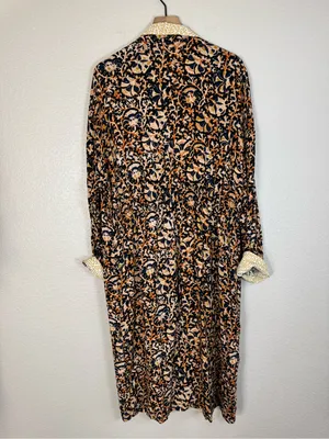 Free People Wild Nights Duster Kimono Black Floral Leopard Combo size Large $168 thumbnail 11