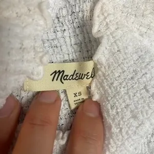 Madewell Womens XS White Smocked Mock Neck Sleeveless Lettuce Edge Top thumbnail 2