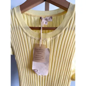 Hem &‎ Thread Womens Yellow Ribbed Ruffle Knit Tank Top Sleeveless Crew Neck M thumbnail 3