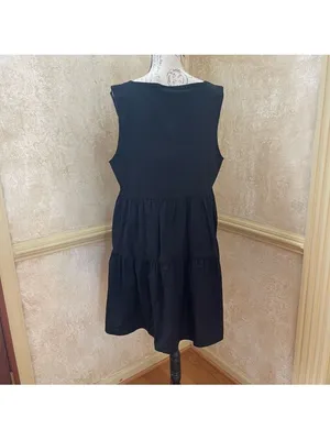 Vila Clothes black tiered sleeveless midi dress cotton blend New Sz 12 - 14 thumbnail 4