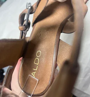 Aldo Strappy Gladiator Stacked Block Heel Leather Sandals Cognac Sz 9 thumbnail 6