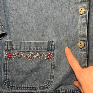 VTG 90s Teddi‎ Denim Button Up Jacket Embroidered Collar Pockets Blue Womens XL thumbnail 5