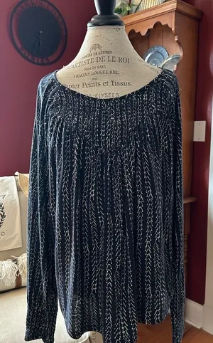 Lucky Brand Black and White Patterned Blouse thumbnail 1