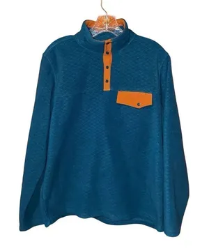 Zyia blue and brown fleece quarter zip pull over sweater size large #741 thumbnail 1