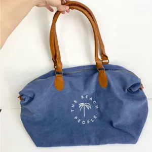THE BEACH PEOPLE GOLD COAST Denim Blue Tote Weekender Duffel Bag thumbnail 3