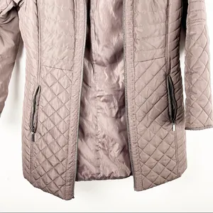 GALLERY Brown Quilted Puffer Faux Fur Zip Hoodie Zipper Lined Coat, Size. Medium thumbnail 12
