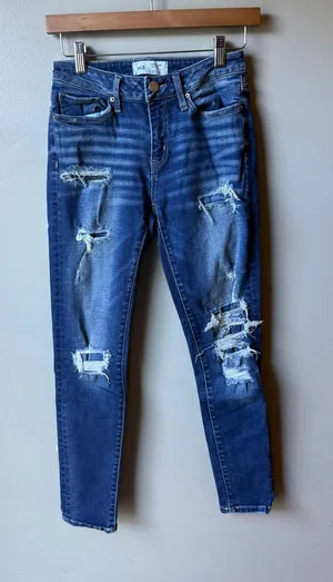 BKE Stella Distressed Skinny Jeans Size 25 Medium Wash Ripped Denim thumbnail 1
