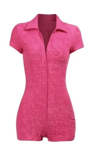 Sexy Y2K Short Sleeve Bodycon Jumpsuit Print Pattern Buttons Overalls Playsuit One Piece Rompers thumbnail 2
