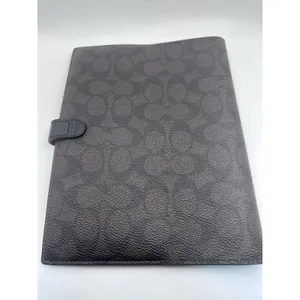 Coach Signature C Notebook Cover Brown Black Canvas Leather Snap 7x9 thumbnail 2