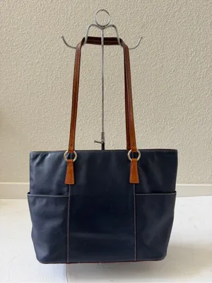 Dooney & Bourke Navy Blue Leather Lexington Shopper Tote Shoulder Bag thumbnail 2