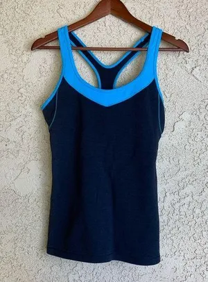 DYLN Blue and Black Razorback Workout Tank Top thumbnail 1