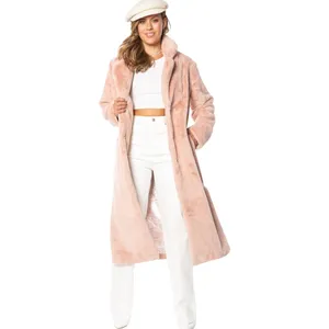 Juicy Couture Women’s Medium Dusty Pink Teddy Trench Faux Fur Coat Y2K Plush thumbnail 2