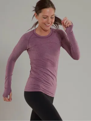 Lululemon Swiftly Tech Long Sleeve Crew in Heathered Rosewood thumbnail 1