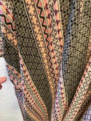 Cato Pink and Olive Patterned Open-Front Kimono Shrug thumbnail 4