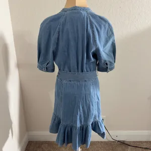 3178 | Veronica Beard Jean Kanika Ruffle Denim Mini Dress Belted Blue Women M thumbnail 2