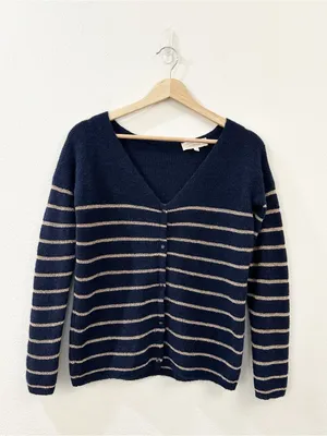 Sezane Women's Barry Cardigan Striped Navy Size XXS thumbnail 2