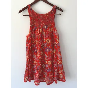 Free People Oh Baby Mini Babydoll Dress Orange Florals Women's Size Small‎ thumbnail 3
