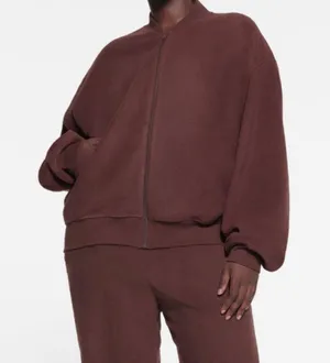 SKIMS FLEECE LOUNGE JACKET 'COCOA' thumbnail 5