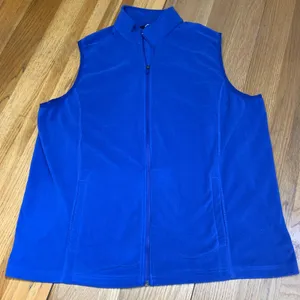 Lands End Outfitters Womens 2X Royal Blue Full Zip Fleece Vest Mock Neck Pocket‎ thumbnail 1