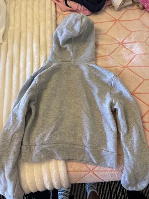 Brandy Melville Zip-Up Cropped Grey Hoodie thumbnail 2