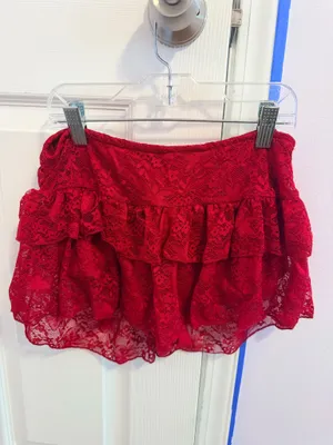 SHEIN red lace skirt set thumbnail 5